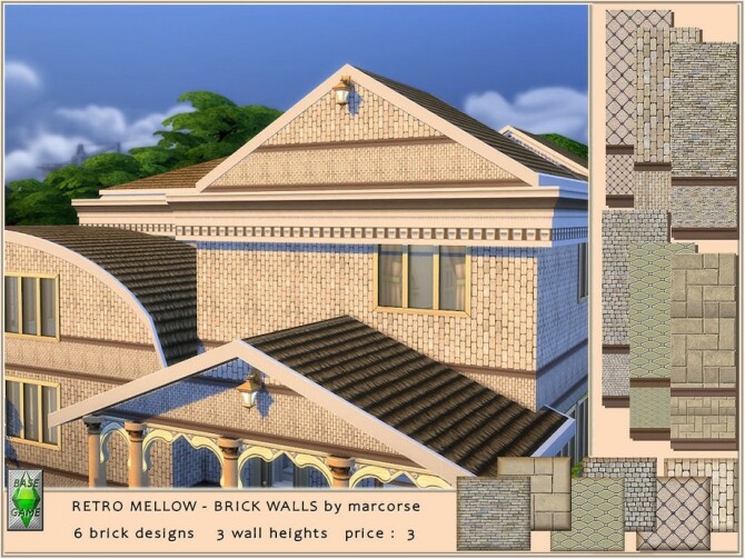 Sims 4 Retro Mellow Brick Walls by marcorse at TSR