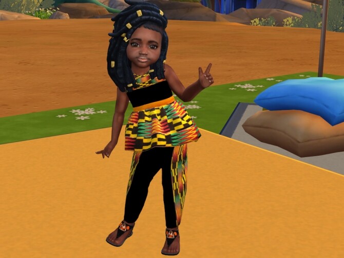 Sims 4 Ghana Kente Toddler Outfit by drteekaycee at TSR