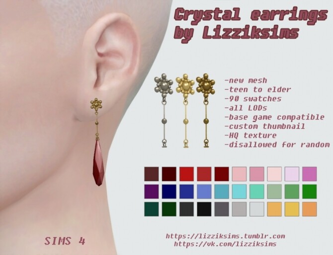 Sims 4 Crystal earrings at LizzikSims