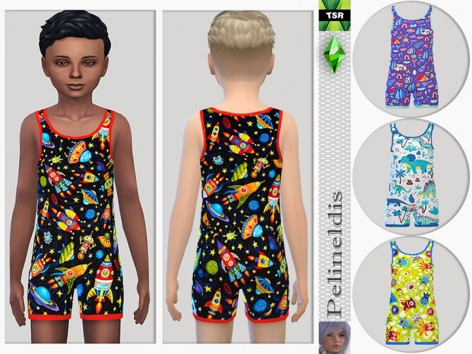 Sims 4 Boys Nightwear Jumpsuit by Pelineldis at TSR