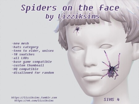 Spiders on the face at LizzikSims