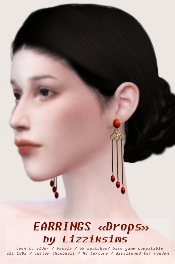 Sims 4 Drops earrings at LizzikSims