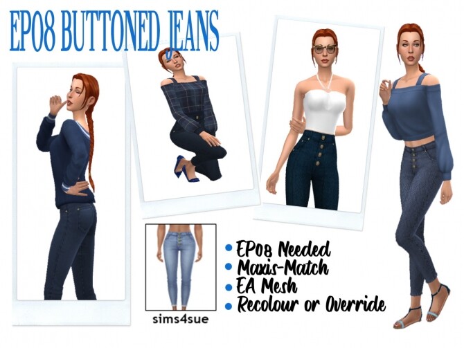 Sims 4 EP08 BUTTONED JEANS at Sims4Sue