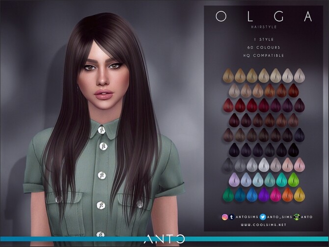 Sims 4 Olga Mid lenght hairstyle by Anto at TSR