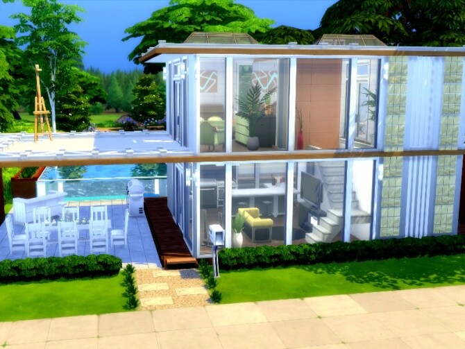 Sims 4 Zen poolhouse by GenkaiHaretsu at TSR
