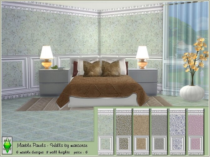 Sims 4 Marble Panel Walls by marcorse at TSR