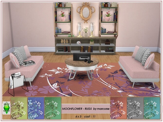 Sims 4 Moonflower rugs by marcorse at TSR