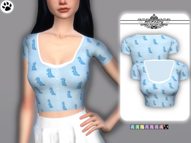 Sims 4 Button up Dinosaur Top by MsBeary at TSR