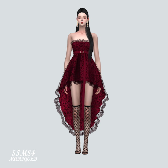 Sims 4 Lace Mini Dress With Belt at Marigold