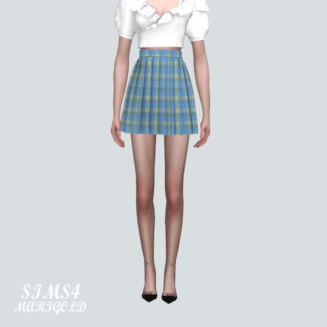 Sims 4 Pleats Mini Skirt V2 at Marigold