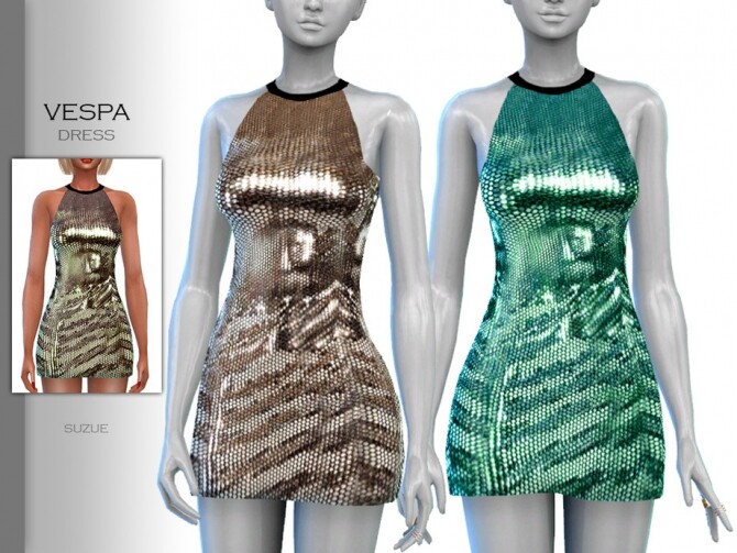 Sims 4 Vespa Dress by Suzue at TSR