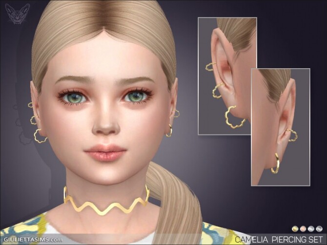 Sims 4 Camelia Earrings Set For Kids at Giulietta