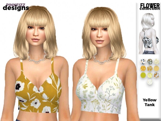 Sims 4 Flower Yellow Tank PF147 by Pinkfizzzzz at TSR