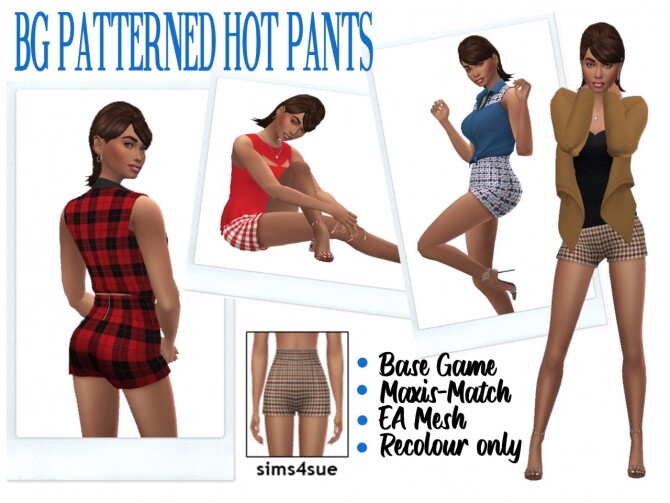 Sims 4 BG PATTERNED HOT PANTS at Sims4Sue