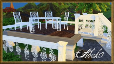 Maluwa Flower: chair, table, fence + railing at Abuk0 Sims4