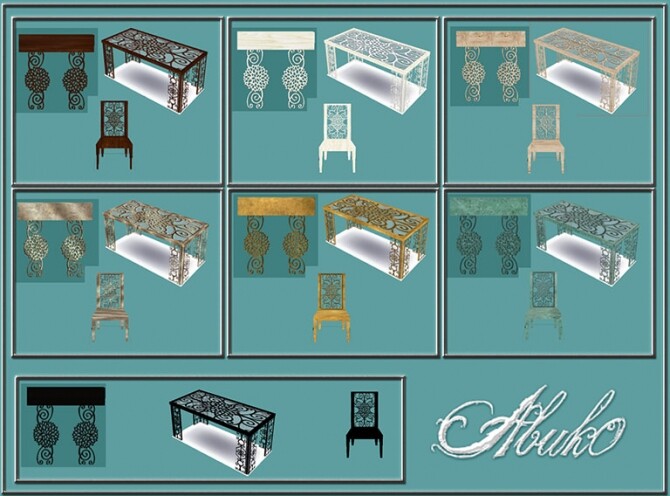 Sims 4 Maluwa Flower: chair, table, fence + railing at Abuk0 Sims4
