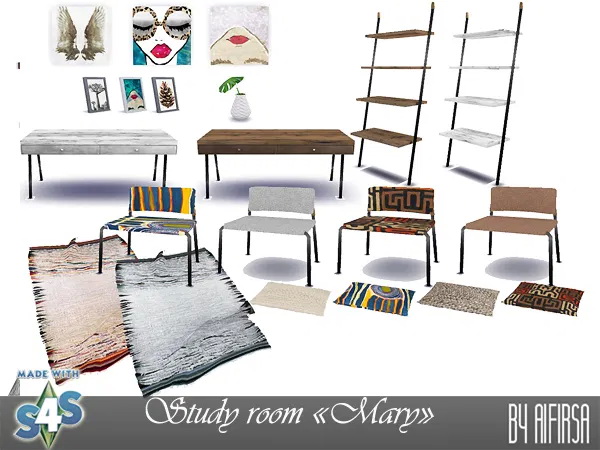 Sims 4 Mary study room at Aifirsa