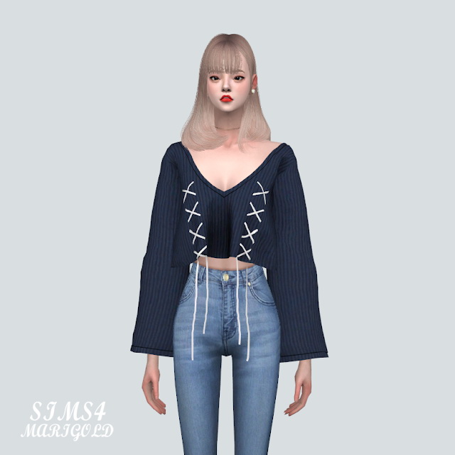 Sims 4 Z Lace Up Sweater at Marigold
