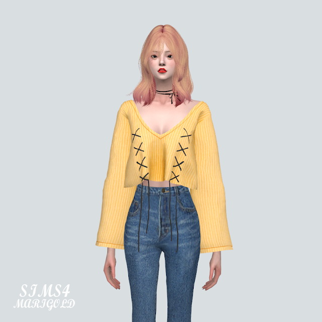 Sims 4 Z Lace Up Sweater at Marigold