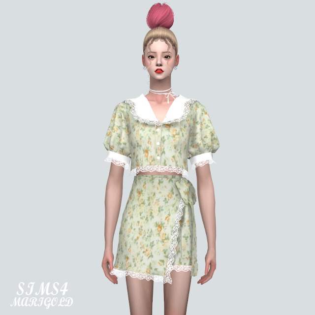 Sims 4 Lace Cute 2 Piece outfit at Marigold