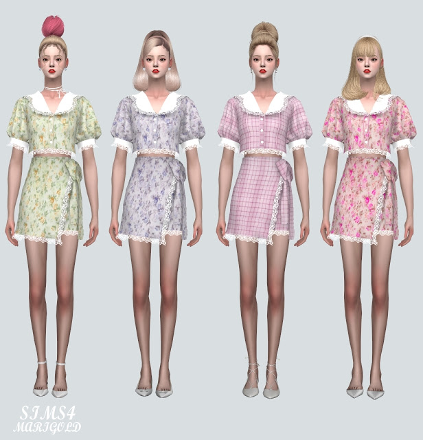 Sims 4 Lace Cute 2 Piece outfit at Marigold