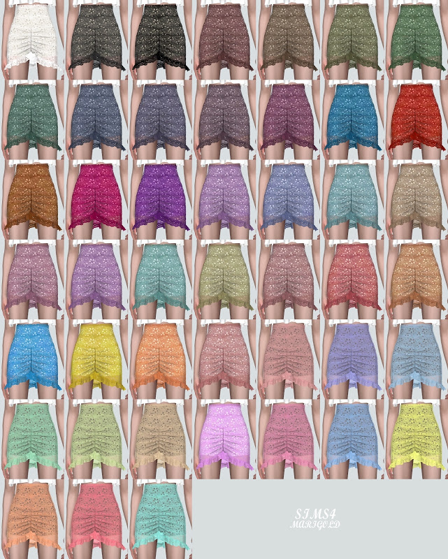 Sims 4 Lace Shirring Mini Skirt at Marigold