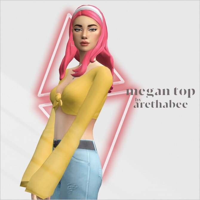 Sims 4 Megan tied top and jeans at Arethabee