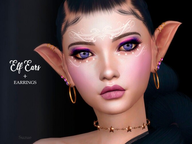 Sims 4 Elf Ears + Earrings by Suzue at TSR