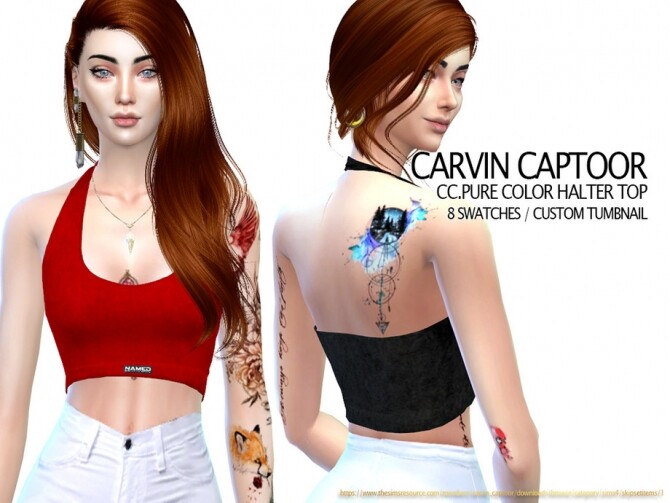 Sims 4 Pure color halter top by carvin captoor at TSR