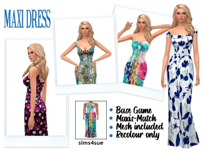 Sims 4 MAXI DRESS at Sims4Sue