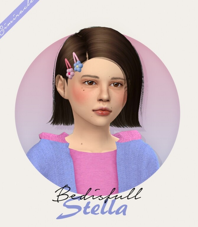 Sims 4 Bedisfull Stella Hair & hairpin Kids Version at Simiracle