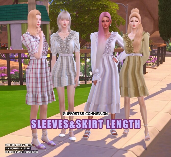 Sims 4 Frill Dress Sleeves & Skirt Length at NEWEN
