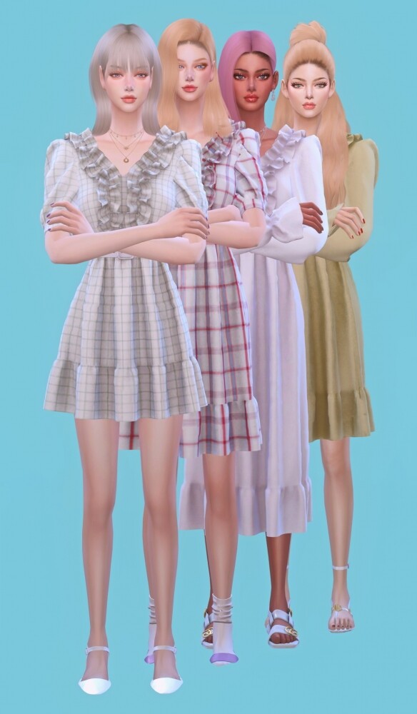Sims 4 Frill Dress Sleeves & Skirt Length at NEWEN