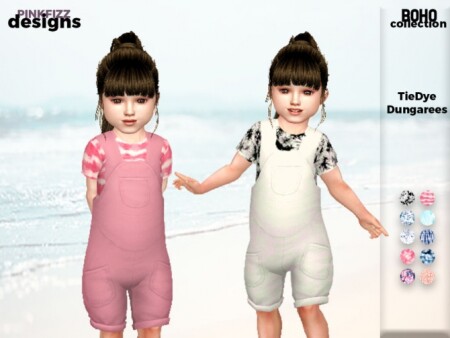 Boho Toddler Tie Dye Dungarees by Pinkfizzzzz at TSR