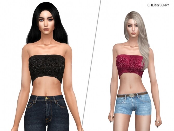 Sims 4 Fashionable Tube Top by CherryBerrySim at TSR
