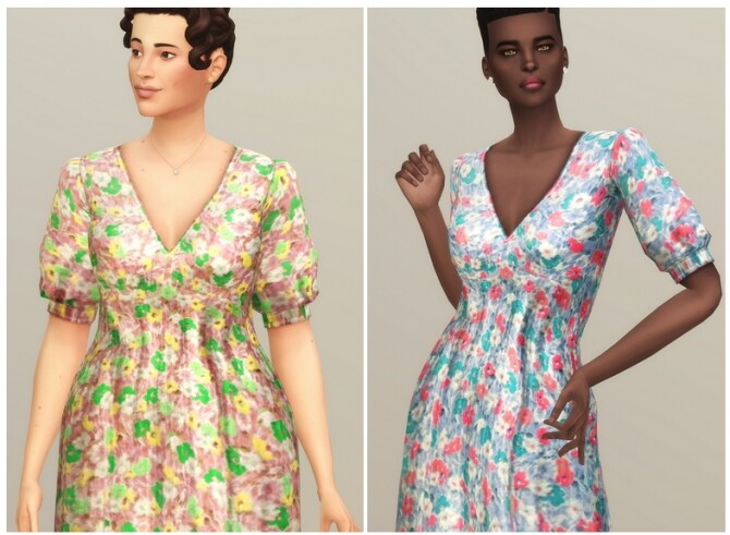 Sims 4 Marie Louise Midi Dress at Rusty Nail