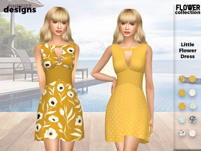 Sims 4 Little Yellow Dress by Pinkfizzzzz at TSR