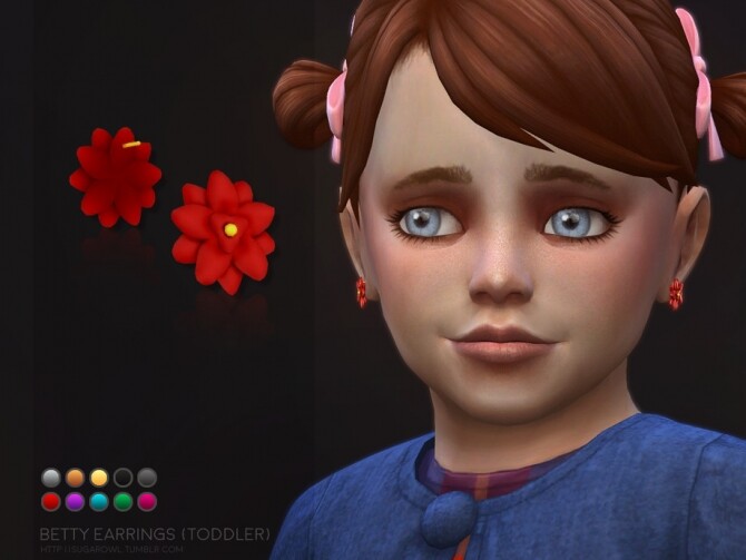 Sims 4 Betty earrings Toddlers version by sugar owl at TSR