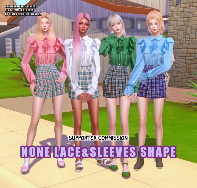 Frill Blouse None Lace & Sleeves Shape at NEWEN » Sims 4 Updates