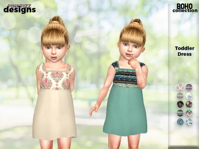 Sims 4 Boho Toddler Dress by Pinkfizzzzz at TSR