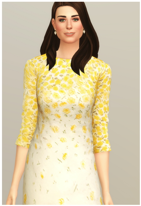 Sims 4 Yellow Floral Dress at Rusty Nail
