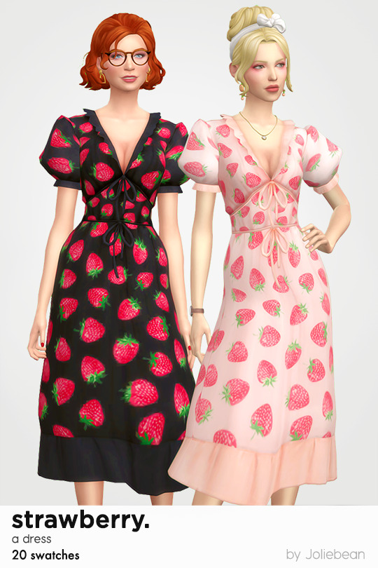 Sims 4 Strawberry dress at Joliebean