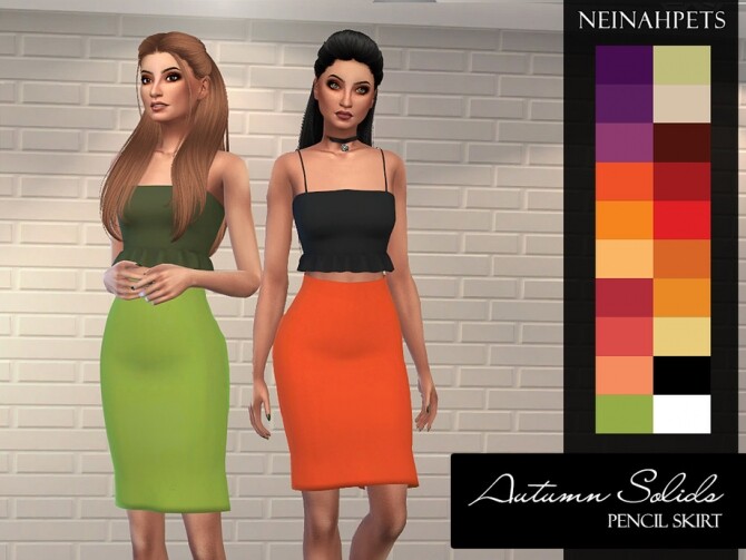 Sims 4 Autumn Solids Pencil Skirt by neinahpets at TSR