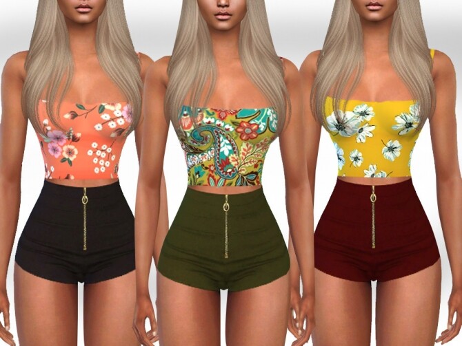 Sims 4 Female Zipper Cotton Shorts by Saliwa at TSR