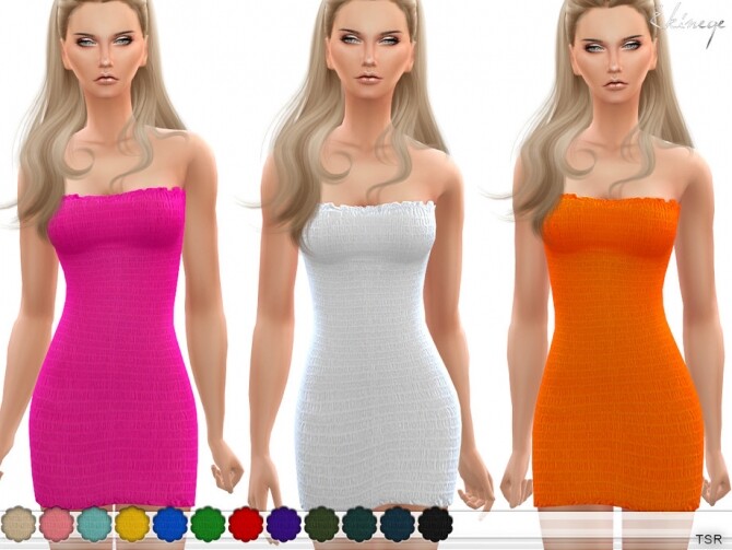 Sims 4 Smocked Tube Mini Dress by ekinege at TSR