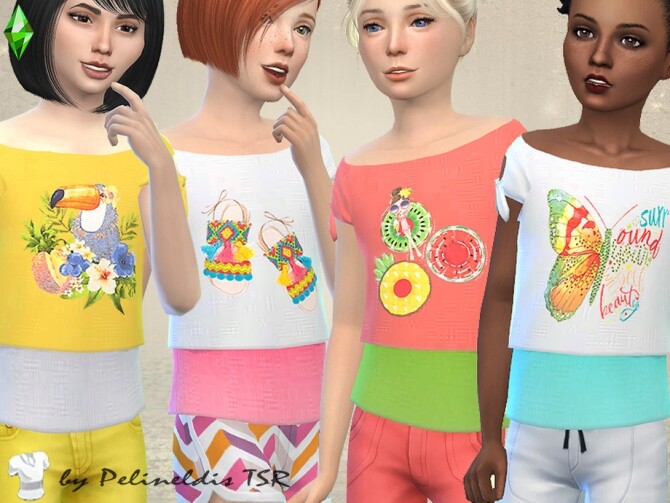 Sims 4 Girls Summertime Blouse by Pelineldis at TSR