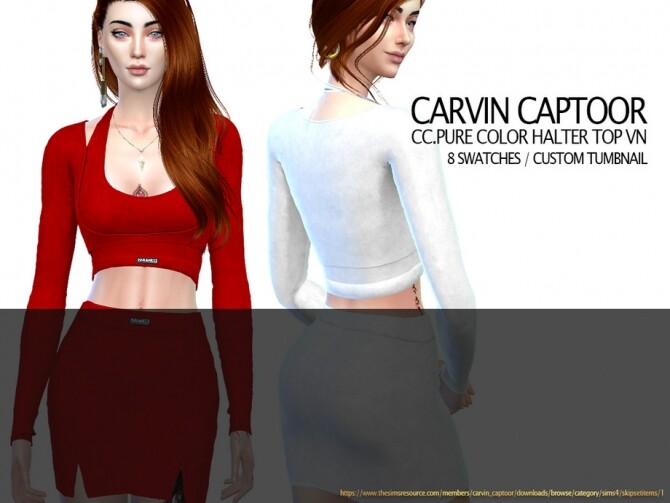 Sims 4 Pure color halter top VN by carvin captoor at TSR