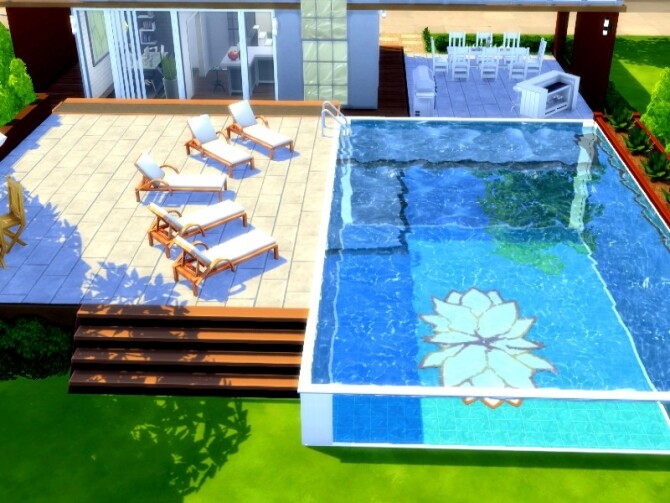 Sims 4 Zen poolhouse by GenkaiHaretsu at TSR