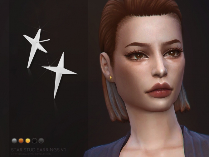 Star stud earrings V1 by sugar owl at TSR » Sims 4 Updates