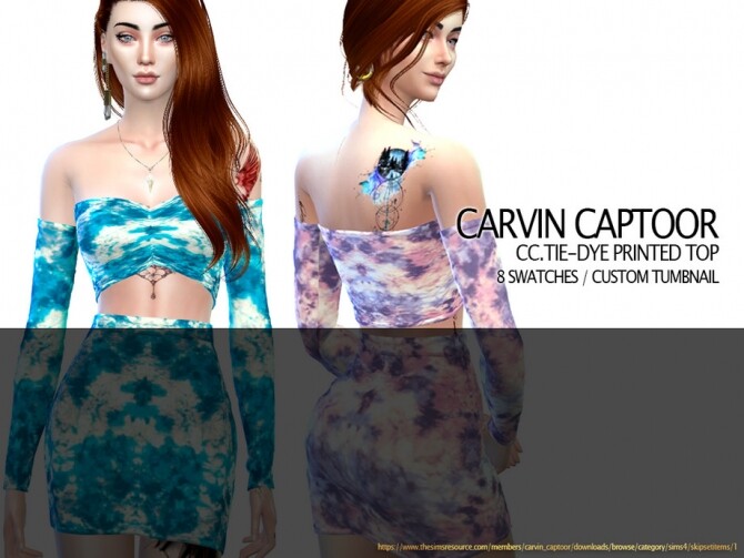 Sims 4 Tie dye printed top by carvin captoor at TSR